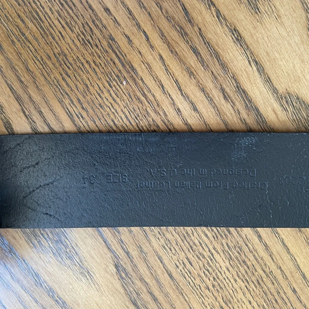 Carhartt Mens Black Leather Belt Silver Tone‎ Buckle Size 34 Workwear
